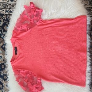 New Coral Alice blue butterfly Top